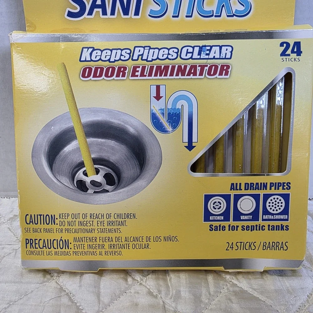 SANI 360 Sani Sticks Drain Cleaner Odor Eliminator Lemon 24ct EPA 40671
